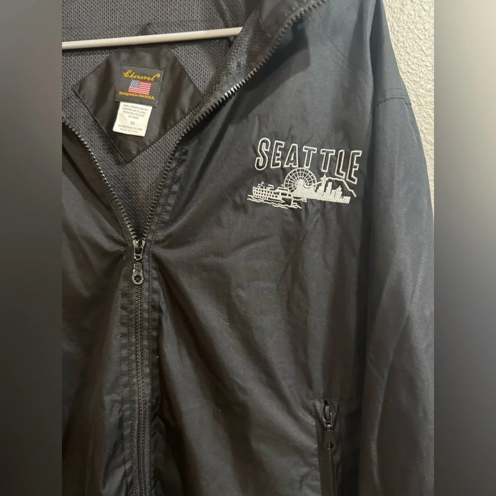 Cheneral Seattle Embroidered -black Zip Up Jacket |medium -Removable Hood USA